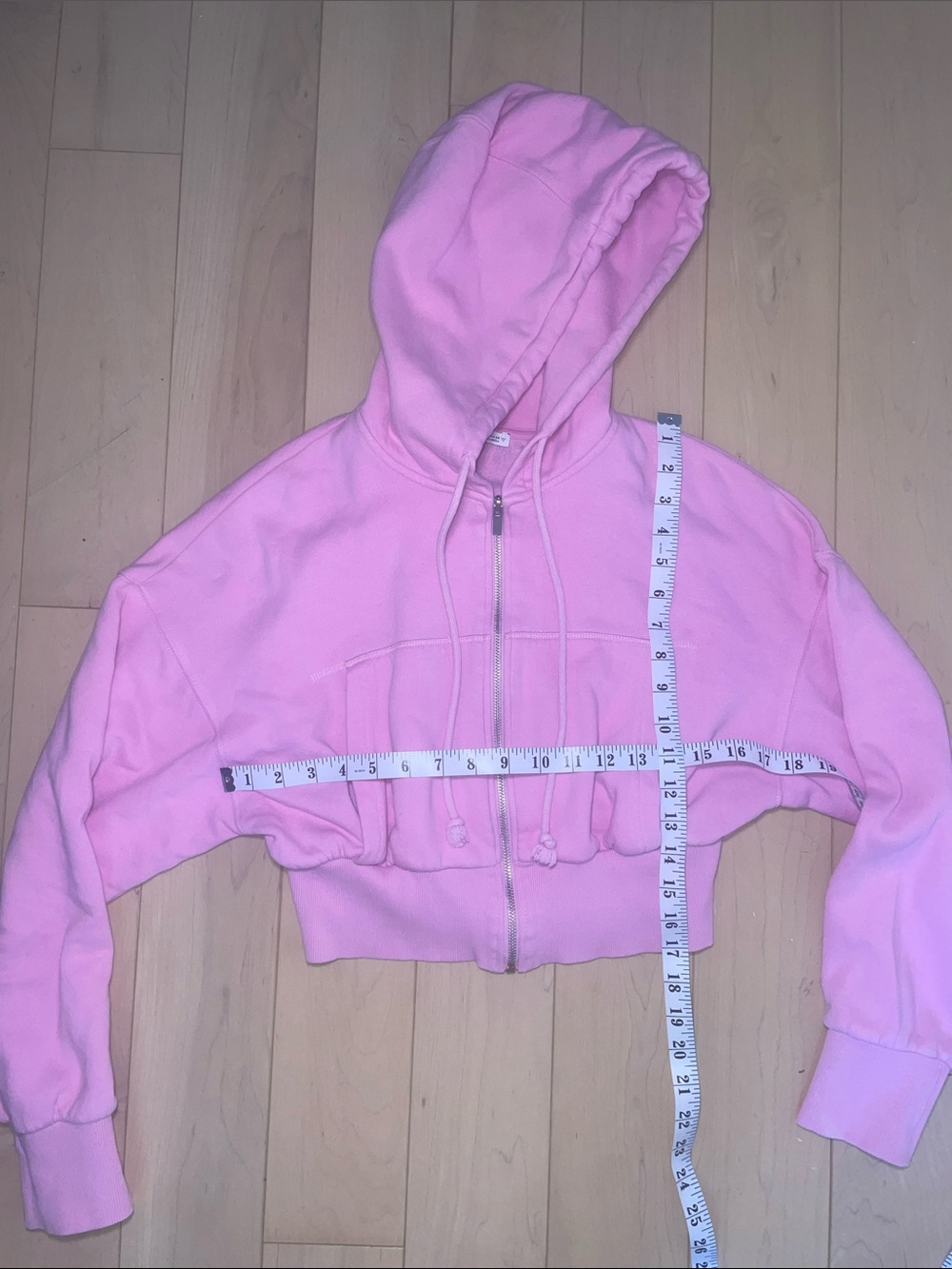 ZARA Hoodie Medium Pink Cropped Zip Sweater Colorful Bright Fitted Crop - Picture 5 of 6